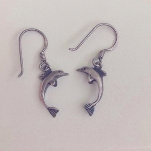 Sterling silver dolphin earrings